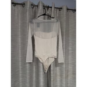 Abercrombie & Fitch long sleeve sheer white bodysuit size medium - NEW
